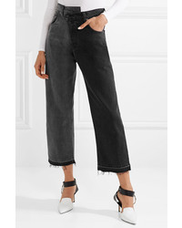 Monse Two Tone Distressed Mid Rise Straight Leg Jeans