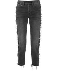 3x1 W3 Cora Cropped Distressed High Rise Straight Leg Jeans