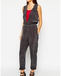 Sisley Jumpsuit In Cupro With Chain Belt