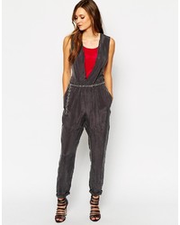 Sisley Jumpsuit In Cupro With Chain Belt