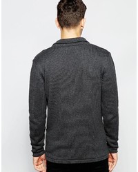 Asos Brand Knitted Jacket In Gray Cotton