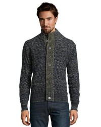 Slate & Stone Charcoal And Olive Wool Blend Dalton Cable Knit Cardigan