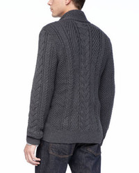 Vince Dark Gray Wool Cable Cardigan