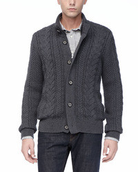 Vince Dark Gray Wool Cable Cardigan