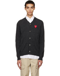 Comme Des Garcons Play Gray Double Heart Cardigan