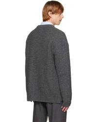 Solid Homme Gray Ribbed Cardigan