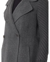 Vince Knitted Sleeeve Double Faced Wool Coat