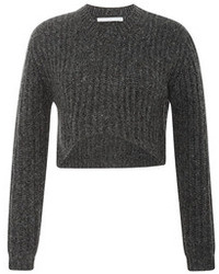 Thakoon Addition Asymmetric Cable Knit Sweater Heather Grey