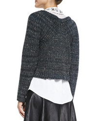 Milly Cropped Ribbed Knit Sweater