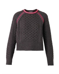 Alexander Wang T By Contrast Stripe Aran Knit Sweater