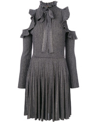 Elie Saab Ribbed Knit Cold Shoulder Dress