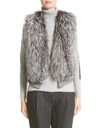 Charcoal Knit Fur Vest