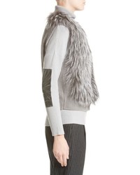 Fabiana Filippi Wool Silk Cashmere Knit Vest With Genuine Fox Fur Front