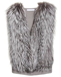 Fabiana Filippi Wool Silk Cashmere Knit Vest With Genuine Fox Fur Front