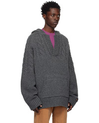 We11done Gray Chunky Hoodie