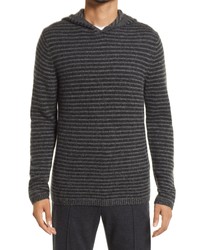 Vince Plush Stripe Cashmere Hooded Sweater