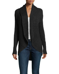 Neiman Marcus Chloe Knit Open Front Cardigan Charcoal