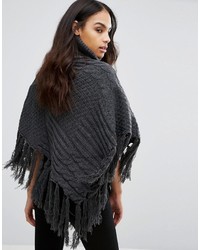 Lipsy Cable Knit Poncho With Tassel Detail