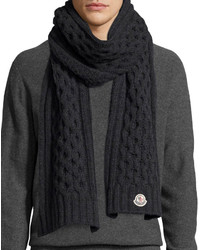 Moncler Cable Knit Cashmere Scarf Gray