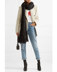 Isabel Marant Dylan Oversized Fringed Open Knit Scarf Charcoal
