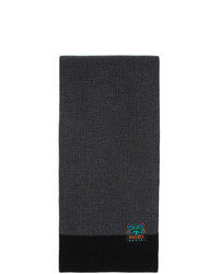 Kenzo Grey And Black Limited Edition Holiday Wool Two Tone Tiger Scarf