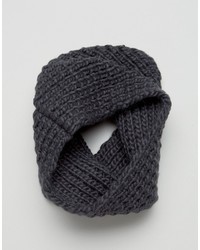 Asos Knitted Infinity Scarf In Gray
