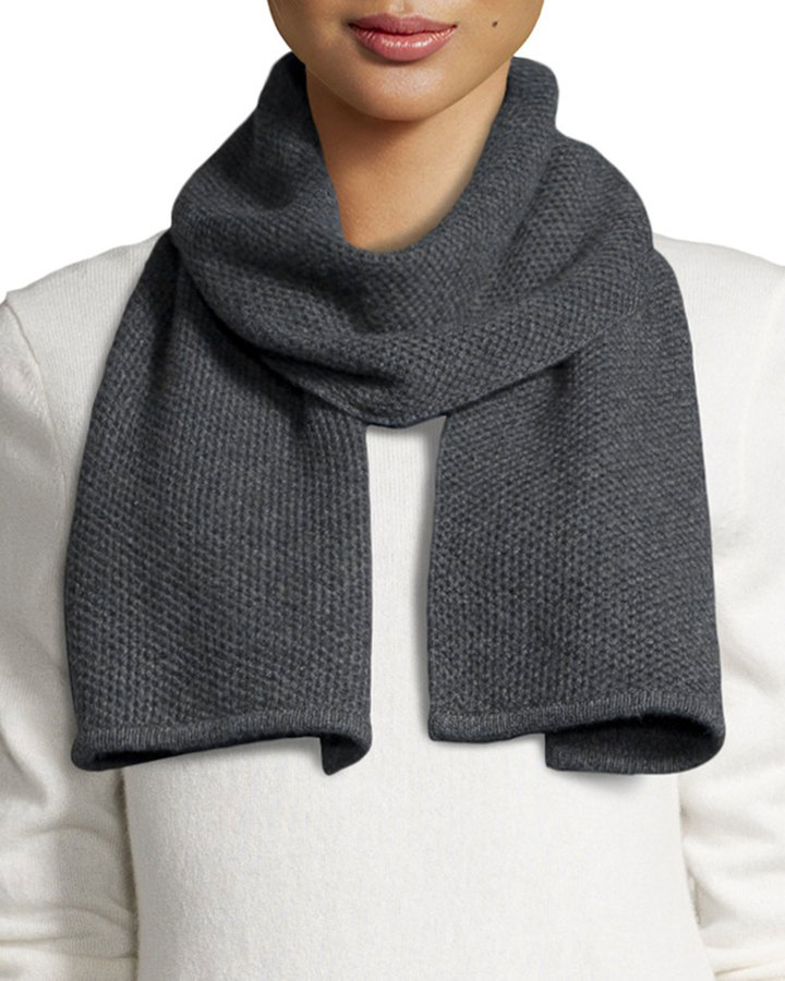 Portolano Cashmere Wide Knit Scarf Charcoal | Where to buy & how