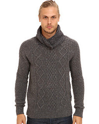 Charcoal Knit Shawl-Neck Sweater