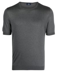 Charcoal Knit Silk Crew-neck T-shirt