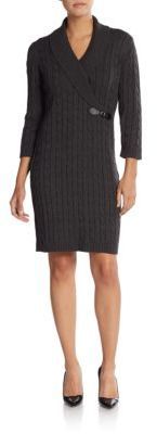 Calvin Klein Shawl Collar Cable Knit Sweater Dress, $134 | Off 5th |  Lookastic