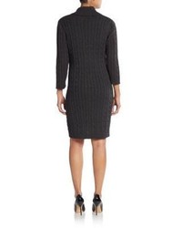Calvin Klein Shawl Collar Cable Knit Sweater Dress
