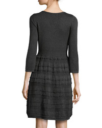 Neiman Marcus Novelty Skirt Sweater Dress Heather Charcoal Gray