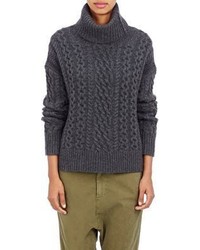 Nili Lotan Cable Knit Turtleneck Sweater Black