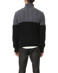 Ovadia & Sons Half Cable Turtleneck Sweater