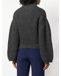 Lanvin Ribbed Knit Gathered Sleeve Sweater