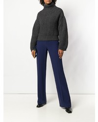 Lanvin Ribbed Knit Gathered Sleeve Sweater