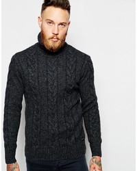 Edwin Roll Neck Sweater Shackle Ecoplanet Wool Blend Cable Knit