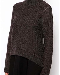 BZR Roll Neck Sweater With Dipped Hem
