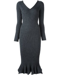 Lanvin Ribbed Knit Frill Dress