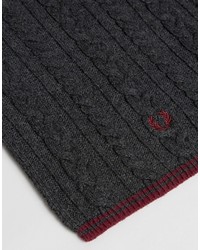 Fred Perry Tipped Cable Scarf In Lambswool