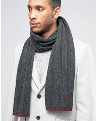 Fred Perry Tipped Cable Scarf In Lambswool