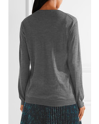 Prada Fine Knit Wool Sweater Gray