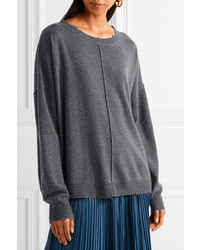 Current/Elliott The Destroyed Knit Wool And Cashmere Blend Sweater Dark Gray