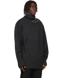 Y/Project Grey Blue Double Neck Oversized Sweater