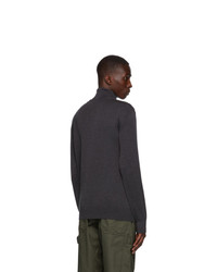 MAISON KITSUNÉ Grey Wool Fox Head Turtleneck