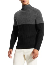 Theory Wool Cashmere Mock Neck Sweater In Pestleblack At Nordstrom
