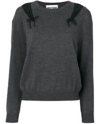 Charcoal Lace Crew-neck Sweater