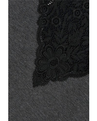 Stella McCartney Lace Paneled Cotton Blend Jersey Sweatshirt Dark Gray