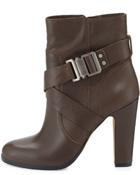 Vince Camuto Connolly Buckle Leather Bootie Khaki Gray