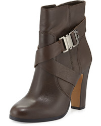 Vince Camuto Connolly Buckle Leather Bootie Khaki Gray